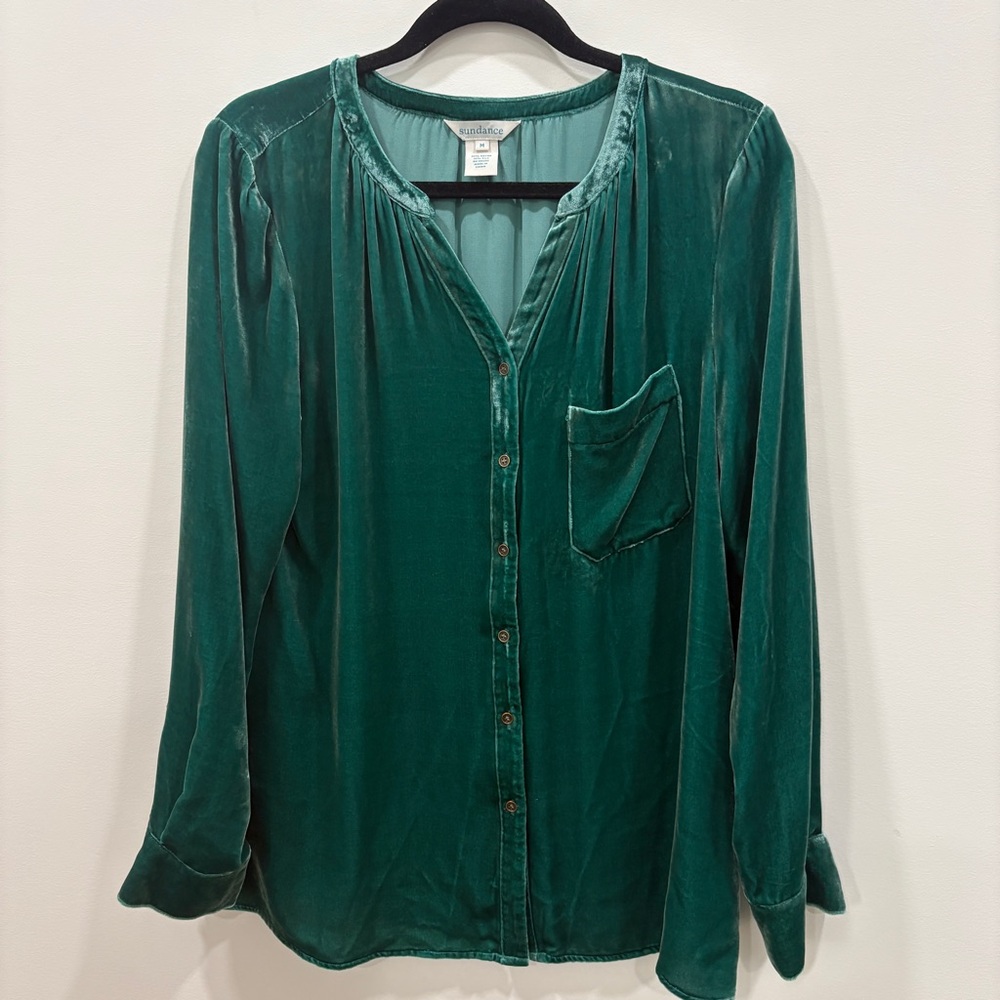 Sundance Teal Velvet Button-Down Shirt